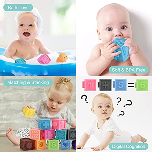 Yutin Soft Blocks for Babies, 16PCS Baby Stacking Building Block for