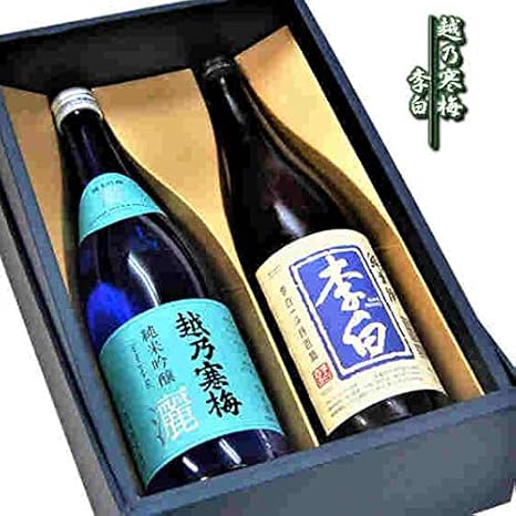 Amazon Co Jp お中元 日本酒 飲み比べセット 李白 越乃寒梅7ml 2本箱入り ギフト 食品 飲料 お酒