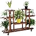 Topeakmart 4-Tier Coner Wood Flower/Plant Stand Shelving Rack Display Shelf Outdoor Yard Garden Patio Balcony Multifunctional Storage Rack Bookshelf Brown