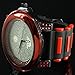 Techno Pave Silicon Band Icy Black Gold Finish Red Dial Lab Diamond Mens Watch