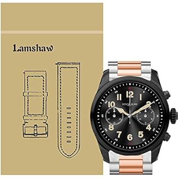 Lamshaw Quick Release Smartwatch Band for Montblanc Summit 2, Stainless Steel Metal Replacement Straps for Montblanc Summit 2 Smartwatch (Silver-Rose ...