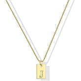 Gacimy 18K Real Gold Plated Initial Necklace for Women - Small Square Letter Pendant with Box Chain - Minimalist Personalized Jewelry Gifts for Mom