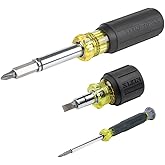 Klein Tools 80045 Screwdriver and Nut Driver Tool Kit, Includes Magnetic 11 in 1, Multi-Bit Stubby and Electronics Screwdrivers, 3-Piece