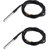 BOJACK DS18B20 1M Temperature Sensor Probe Stainless Steel(Pack of 2） | 1M Temperature Sensor Package Waterproof