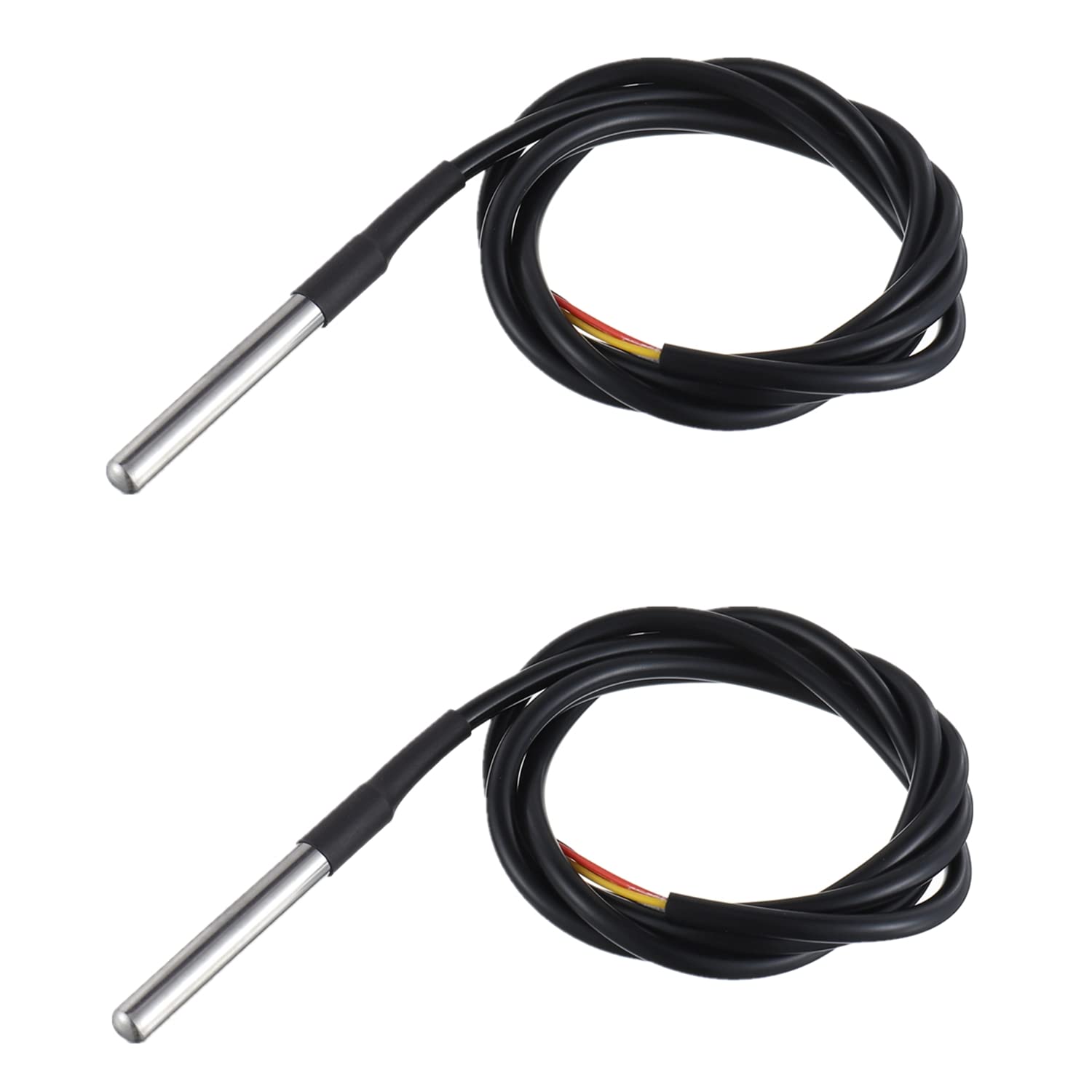 BOJACK 1M Temperature Sensor Waterproof Temperature Probe Compatible with Arduino and Raspberry Pi Stainless Steel Package (Pack of 2 Pcs)