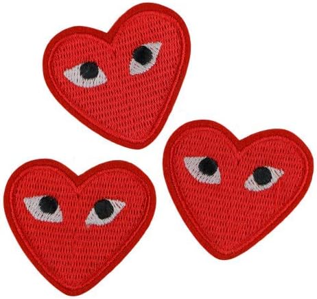Ergonflow Iron Sew on Applique Patch : Heart Eyes (3 Patches)