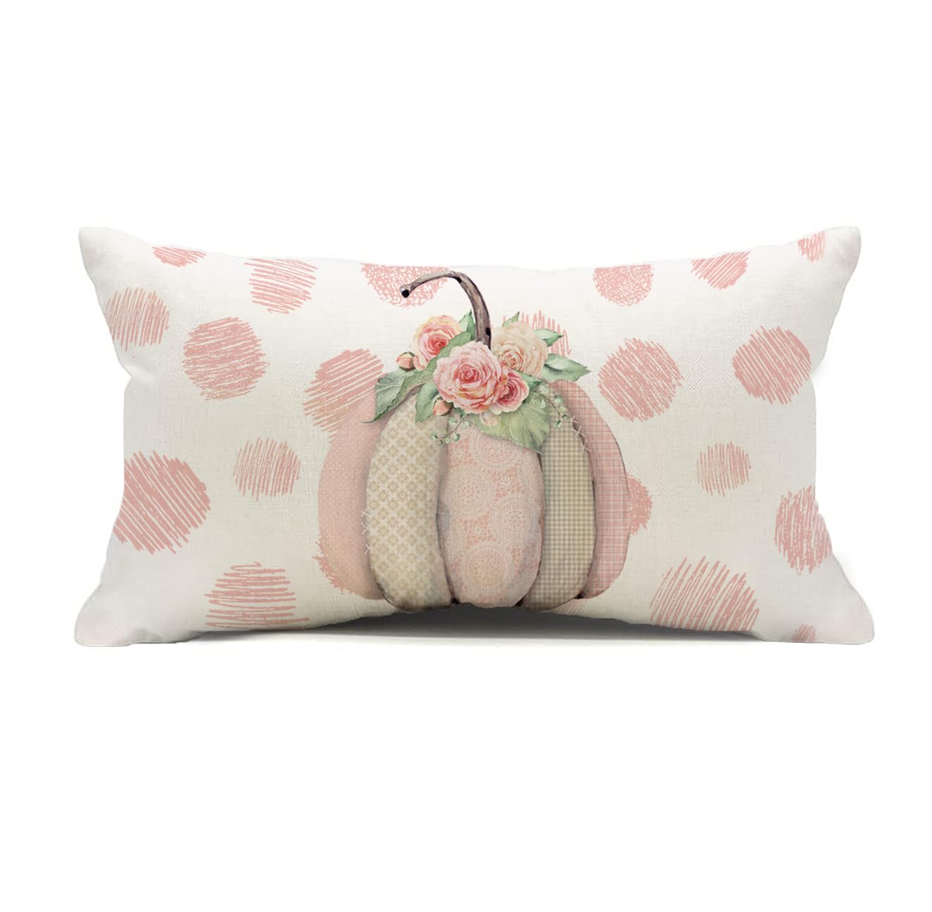 Photo 1 of Thanksgiving Day Pink Pumpkin Pillow Covers 12x20 inch Pink Fall Pillows Pillow Autumn Throw Pillow Covers Farmhouse Outdoor Pillowcases Linen Cushion Covers for Couch Bed Sofa Chair Decor