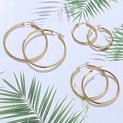 Gacimy Gold Hoop Earrings for Women, 14K Gold