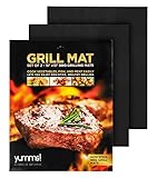 BBQ Grill Mat Set of 2 Nonstick for Grilling Barbecue or Baking - Part of the Gourmet Burger Essentials Line by Yumms!