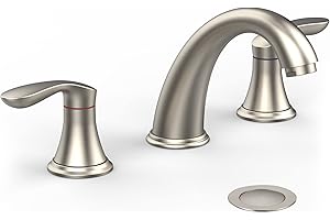 HOSSLLY Bathroom Sink Faucet, Faucet for Bathroom Sink, Widespread Brushed Nickel Bathroom Faucet 3 Hole with Stainless Steel Pop Up Drain and cUPC Lead-Free Hose - (Brushed Nickel)