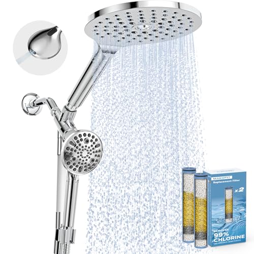 Photo 1 of MakeFit Dual Filtered Rain Shower Head Combo, Handheld Shower Head with Adjustable Bar - Rainfall Shower Head And Showerhead with Filter for Hard Water - Removes Chlorine - Flow Rate 1.8 GPM