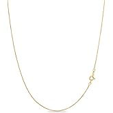 KEZEF 18k Gold Over Sterling Silver 1mm Box Chain Necklace Made in Italy | 925 Sterling Silver Necklace for Women | Rose Gold Chain for Women Men