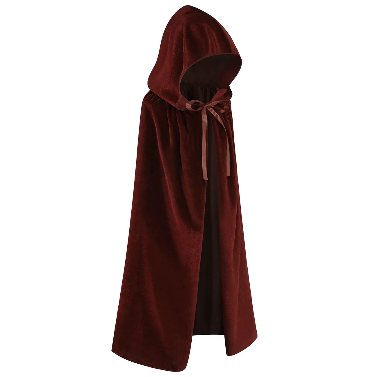 Regenboog Brown Velvet Cape With Hood - Kids Cloak, Short Women's Cape for Christmas, Halloween, Masquerade - Witch/Wizard Costume - Adult Size 80cm