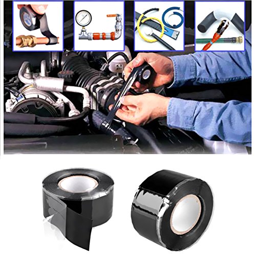 Zcargel Waterproof High Piezoelectricity Electrical Tape, Garden Water Pipe Repair Tape Silicone Rubber Self-Melting Tape Black - Perfect for Electric Wiring Projects, 25mmx3m