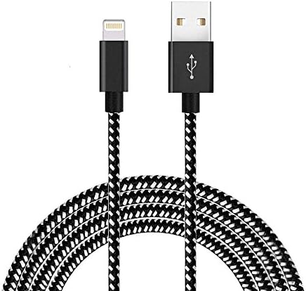 Lightning Charge Cable, Nylon Braided 10ft Extra Long iPhone Charging Charger Cable for iPhone X / 8 / 8 Plus / 7 / 7 Plus / 6 / 6 Plus / 5S,iPad,iPod Nano 7 (Black White)