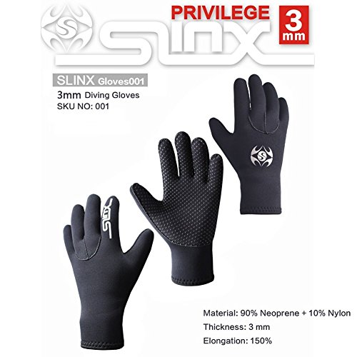 Soulfeel Diving Gloves Neoprene,3mm SCR Durable and Flexible Thermal Materials for Snorkeling Swimming Surfing Sailing Kayaking Diving(Black-M)