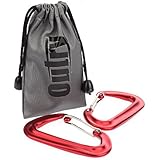 OUTRY Aluminum Lightweight Wire Gate Carabiners - 1 Pair - Closed Gate Strength: 12kN (Anodized Red)