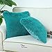CaliTime Super Soft Throw Pillow Cover Case for Couch Sofa Bed Solid Plush Faux Fur 18 X 18 Inches Teal