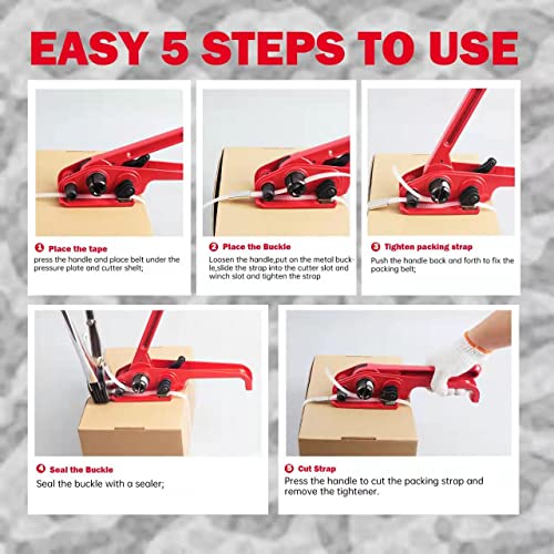 Holymus Pallet Packaging Strapping Banding Kit Tensioner Tool Sealer, 3200' Length X 1/2" Wide