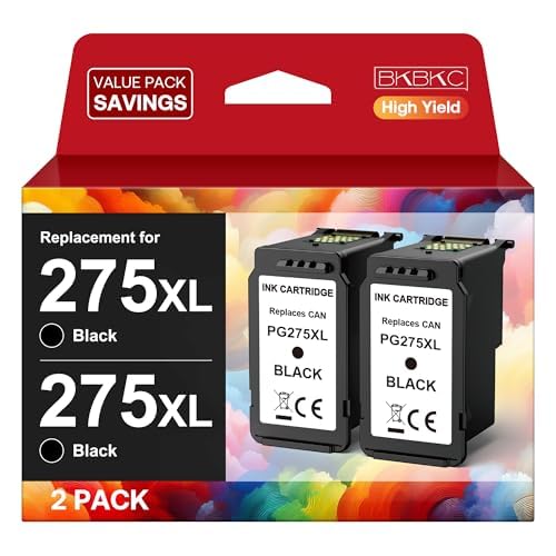 Photo 1 of 275XL Black Ink Cartridge Value Pack Replacement for Canon PG-275 XL 275 XL Ink Compatible with TS3520 TS3522 TR4720 TR4722 Printer (2 Black)