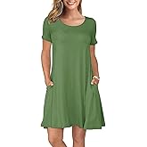 KORSIS Summer Women's Dress Casual T-Shirt Short Sleeve Dresses Swing Flowy Beach Vacation WORKSundress with Pockets