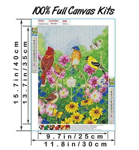 Spring Diamond Painting Kits,Birds Diamond Art Kit for Adults,5D Diamond Dots Full Drill Round for Parents-Children Interrction,Wall Decor,Gift,Relaxing(12x16\