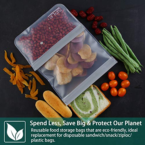image for SPLF 10 Pack FDA Grade Reusable Storage Bags (5 Reusable Sandwich Bags