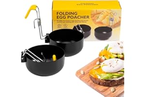 2 Pack Stainless Steel Egg Poacher, Non-Stick Egg Poacher Pan, Collapsible Hang Ear Poached Egg Maker Egg Cooker for Breakfas