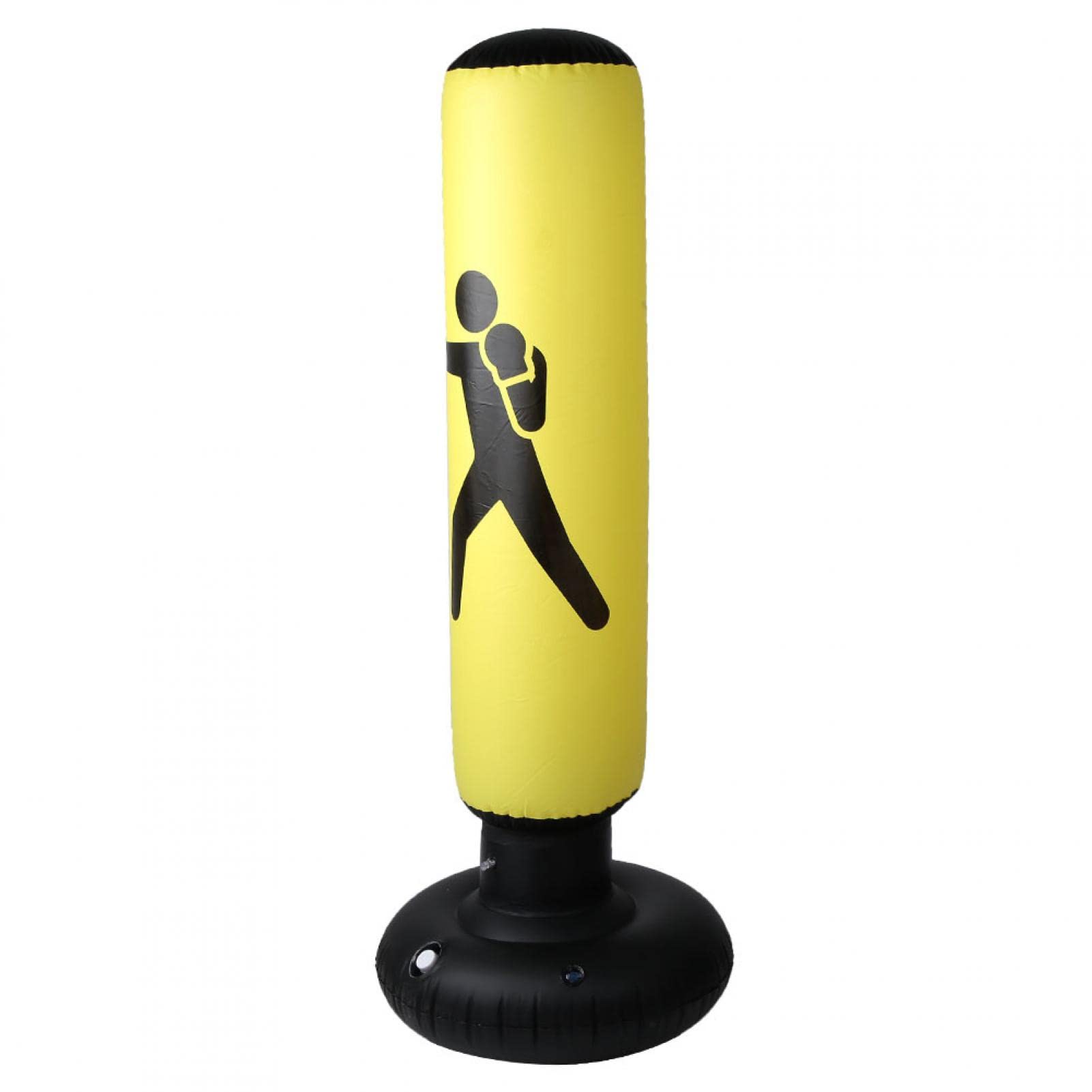 Inflatable Punching Bag, Standing Boxing Bag, PVC 160cm Fitness Hit Inflatable Sandbag, Kids Inflatable Column Tumbler Punching Bag(Yellow)