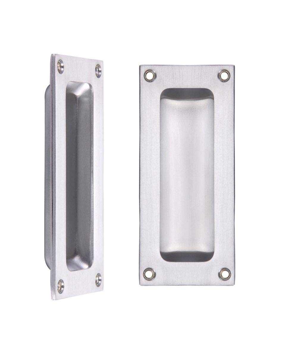Zoo Hardware FB90 Rectangular Recessed Flush Door Pull Handle 102 x 45mm (Satin Chrome)