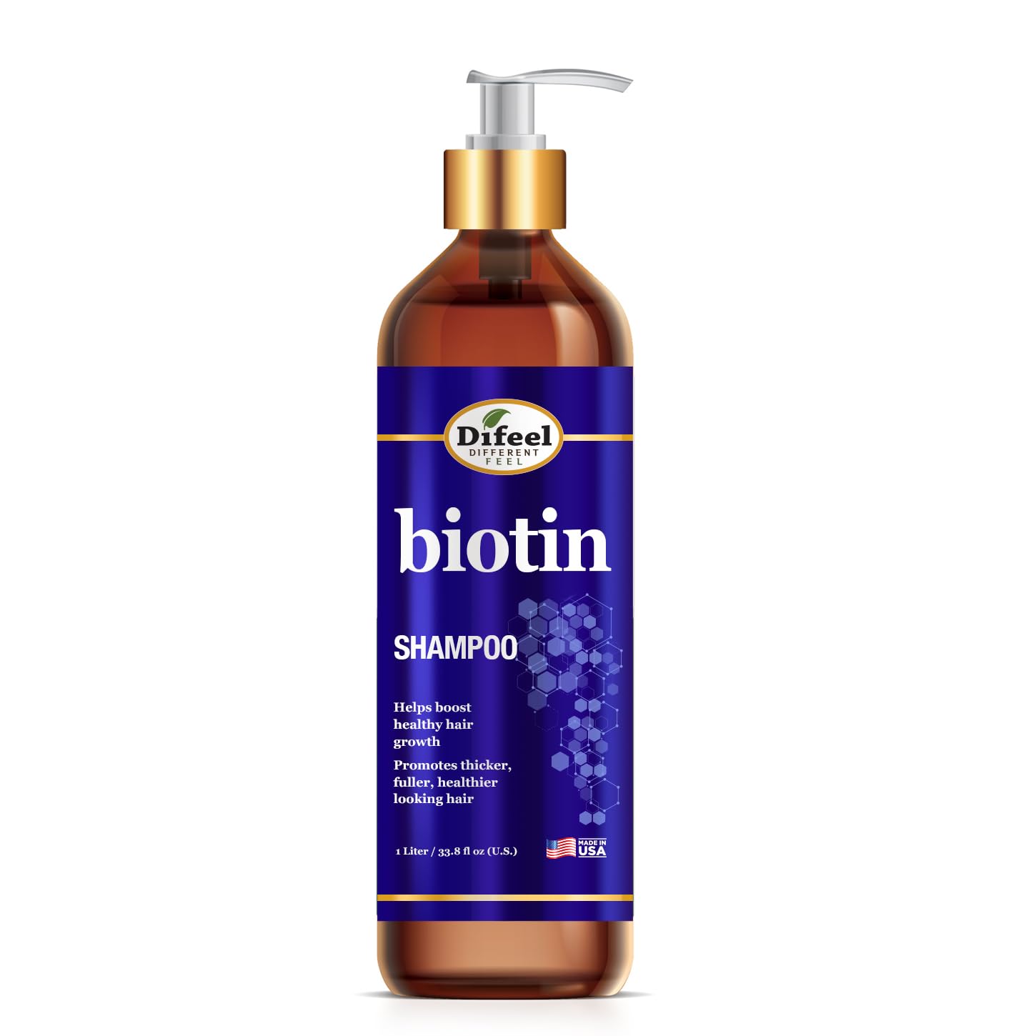 Difeel Pro-Growth Biotin Shampoo 1 liter - Shampoo for Thinning Hair and Hair Loss