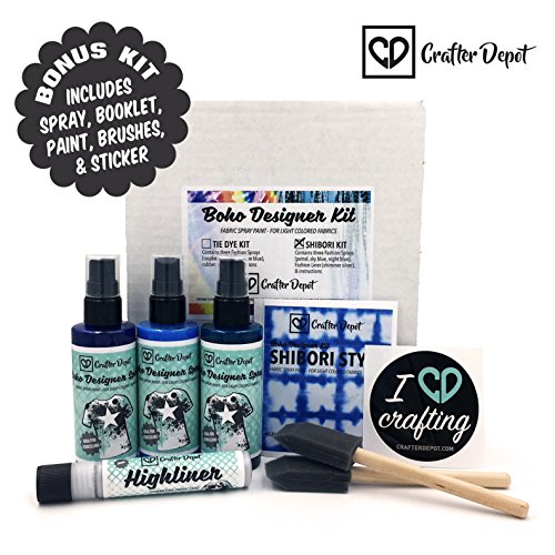 Tie dye kit shibori includes three different shades of blue. nigh…