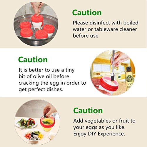 BoxLegend Egg Cooker Cups Hard Boiled Egg Maker Nonstick Silicone Eggs Boiler Cookers Without Egg Shell -Upgrade 6 Packs