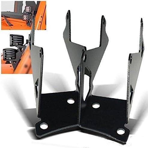 TJMOTO A-pillar Dual Cube Mount Brackets For Square Light Fit 2007~2017 Jeep Wrangler JK