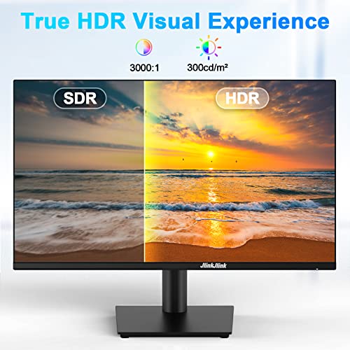 Jlink Computer Monitor, FHD 24 Inch Monitor, 1920x1080P 75Hz 5ms(GTG) 99% sRGB LCD Computer Display with HDMI VGA 3.5mm Audio, HDR Low Blue Light Anti-Glare VA Screen with Freesync, Tilt Adjustable