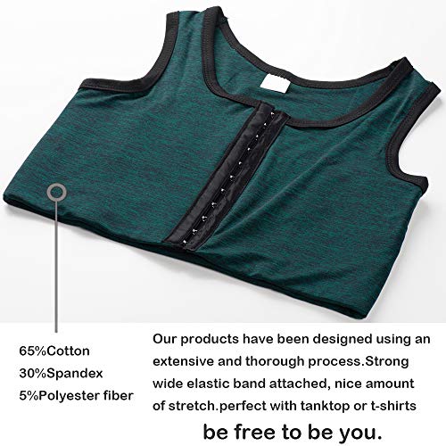 XUJI Plus Size Cotton Chest Binder Short Corset Sport Bra for Tomboy