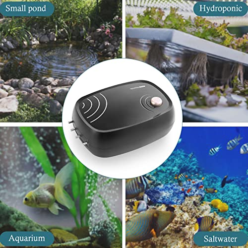 HITOP 10W Powerful Aquarium Air Pump 4Outlets 320GPH Air Pump for