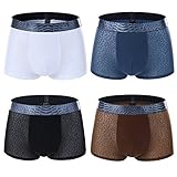 Vogyal Men See Through Underwear Sexy Mens Lingerie Mesh Breathable Boxer Briefs(Pack of 4)