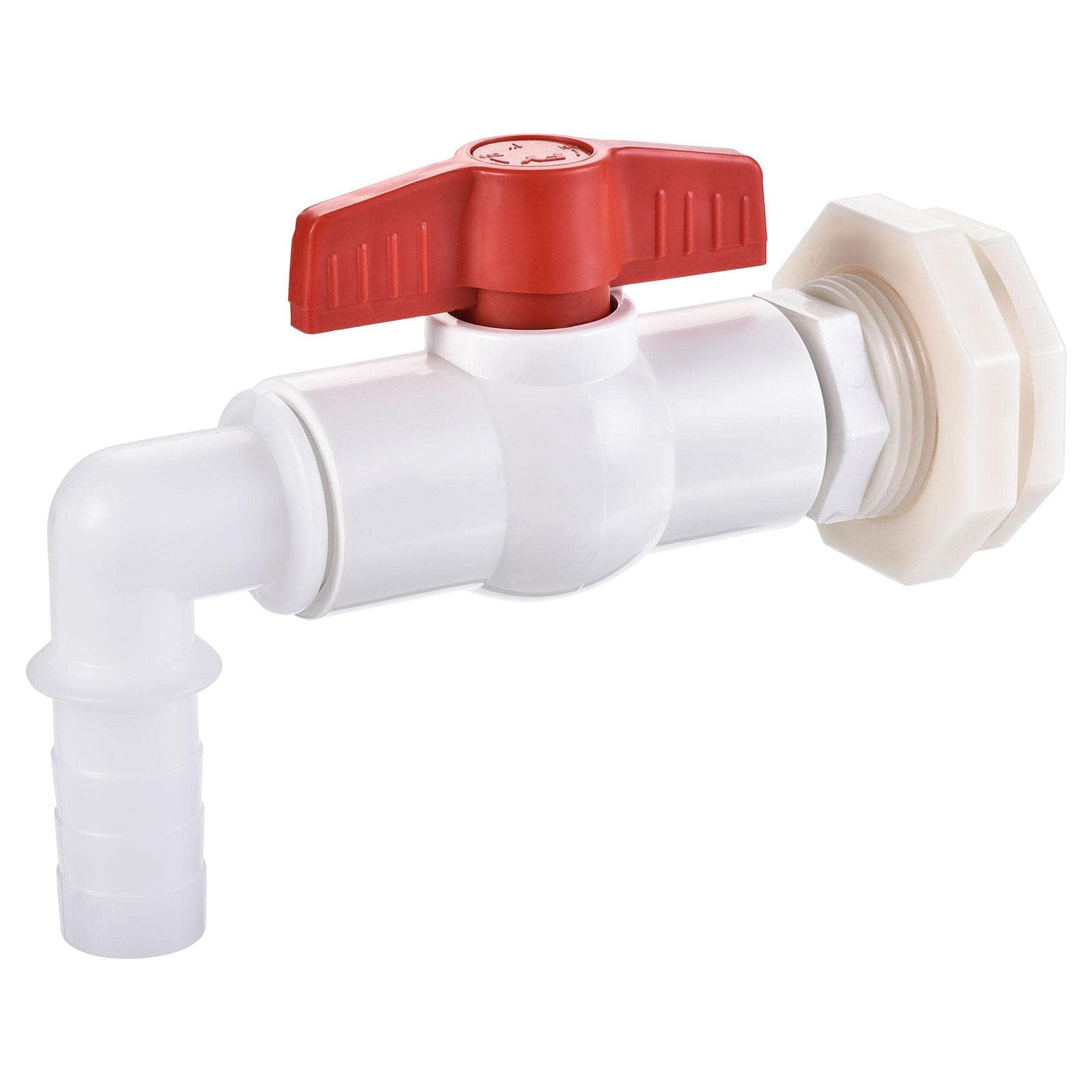 Recogwood G1 Female Ball Valve, 25 mm ABS Ball Valve Barb Connector Spigot Kit, ulkhead Fitting with Ball Valve, Barb Hose Fitting for Aquariums, Tanks, Bathtubs and Pools