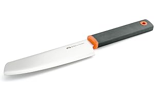 GSI Outdoors Santoku 6" Chef Knife, Compact Stainless Steel Knife with Protective Sheath for Camping, Picnics & BBQs