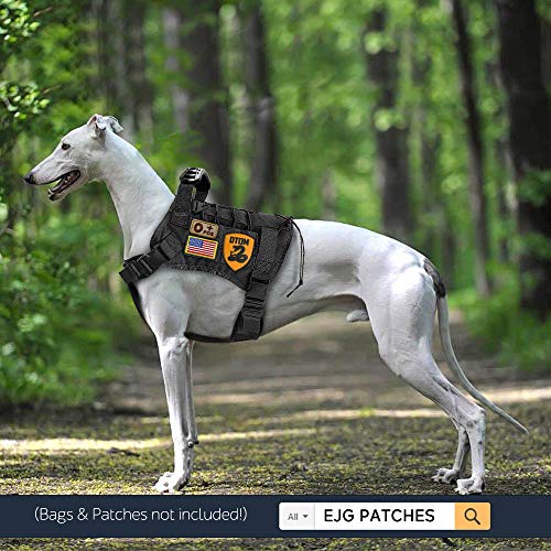 EJG Tactical Dog Harness Vest, with Velcro Area, No Pulling Design, Comfy Mesh Padding, Service Dog, Military Training, Hunting, for Medium & Large Dogs(Black M)