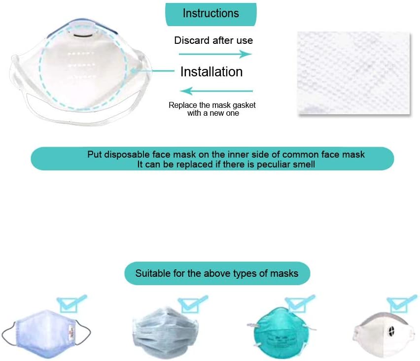 10/20/50 / 100PC Disposable Activated Carbon Filters for N95 Mask Gasket Mask Filter (20PC, WHITE)