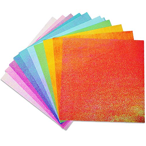 UCEC Glitter Origami Paper, 50 Sheets Colored Origami Sparkly Paper