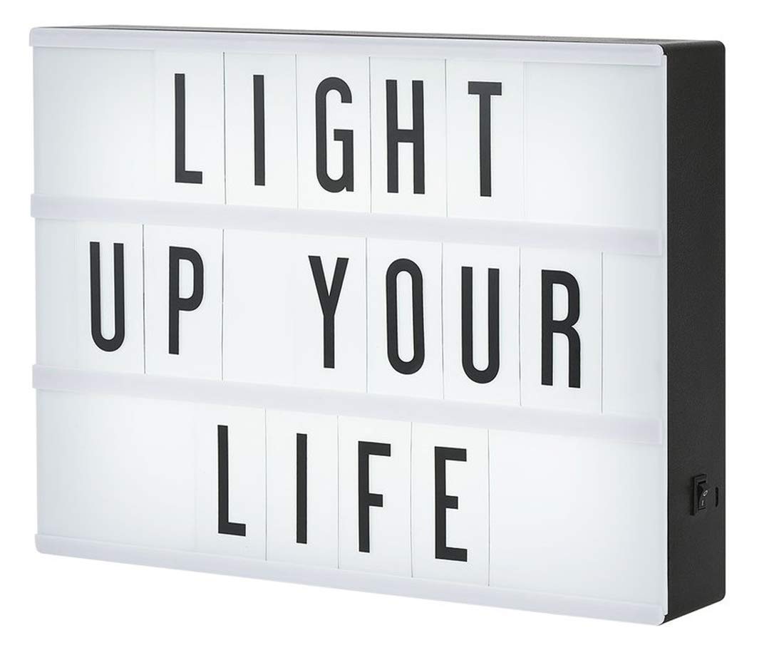 Light Up Cinema Light Box A4 Aize with 96 Letters LED Light DIY Message Box Battery/USB Powered (Light box with 96 Symbols)