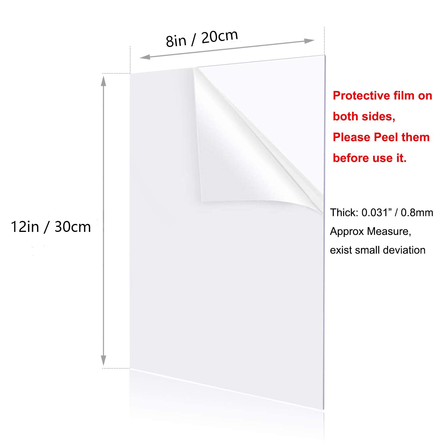 YSTIME 8" x 12" Clear Acrylic Sheet Plexiglass