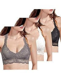 Dirie Bralette Racerback - Sujetador sexy para mujer con encaje floral, para pechos pequeños, tallas S-XL