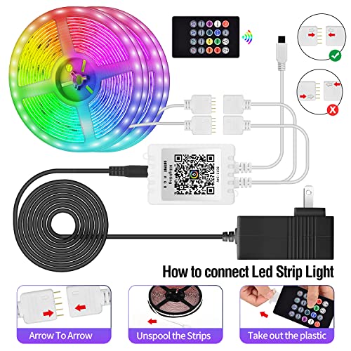 AILBTON Led Strip Lights,60ft Music Sync Color Changing, Builtin Mic,Bluetooth App Control LED