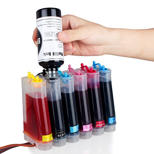 Printer Refill Ink Dye Bottles Kit for Refillable Cartridges and CISS