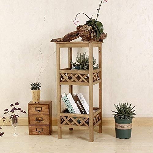 Myerzi 花台 鉢植え 多機能収納ラック スタンド花木製フレーム屋内 植木鉢組み合わせ盆栽フレーム 木製の床プラントフレーム書見台 多機能棚 茶色 3プライ 盆栽棚 植物棚 屋外 室内 Kishimi Com