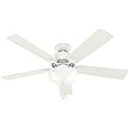 Hunter Fan Company Swanson Indoor Ceiling Fan with LED Lights and Pull Chain Control, 52", Fresh White